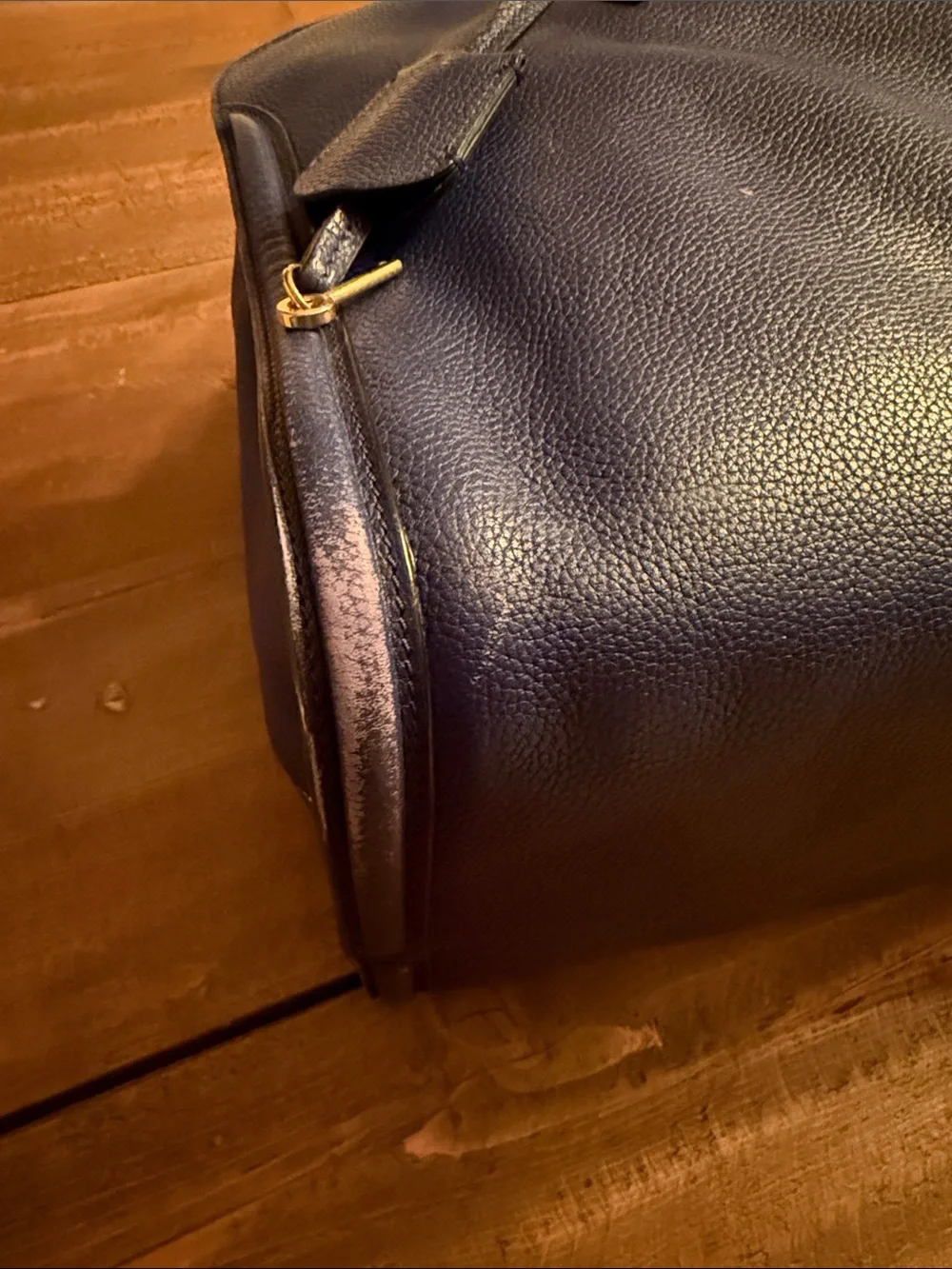 Alexander McQueen Navy Pebbled Leather, padlock zip-around, Skull Lock and Key
